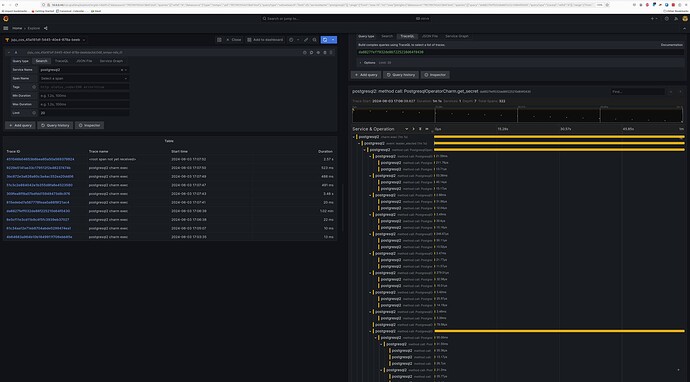 Example PostgreSQL trace with Grafana Tempo