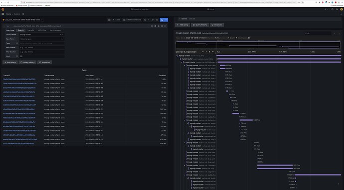Example MySQL Router trace with Grafana Tempo