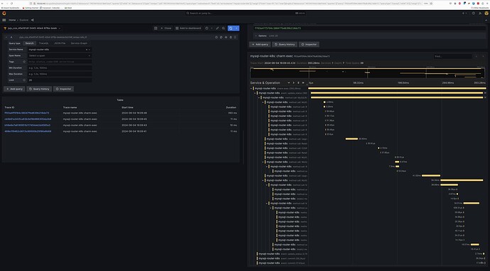 Example MySQL Router K8s trace with Grafana Tempo