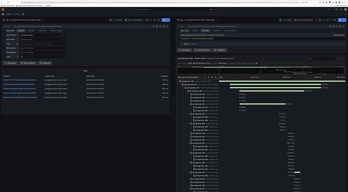 Example PostgreSQL K8s trace with Grafana Tempo